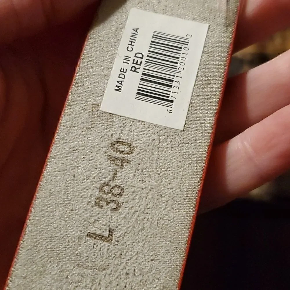1.5 inch wide red riveted belt